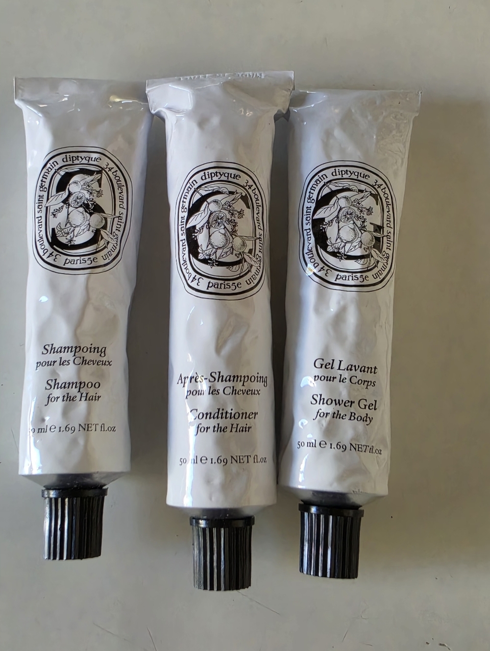 Diptyque Paris Hotel Amenity Set Shampoo Conditioner Shower Bath Gel Travel 50ml